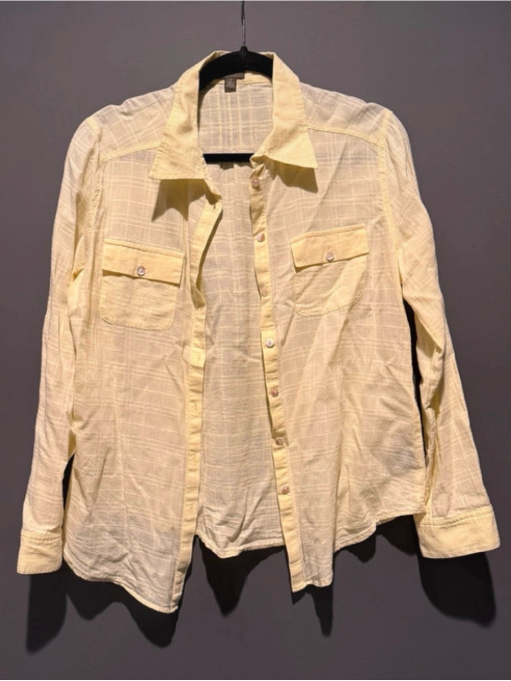 Women’s Light Yellow Button-Up Shirt Jacket